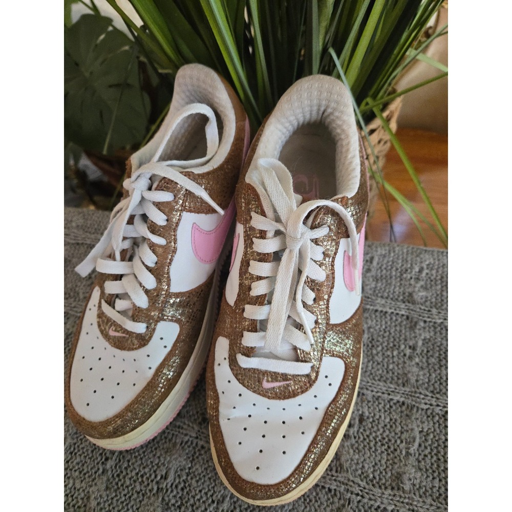 Nike Air Force 1 Vintage 2006 Low Bronze Snakeskin Pink White Sneakers Size 8.5